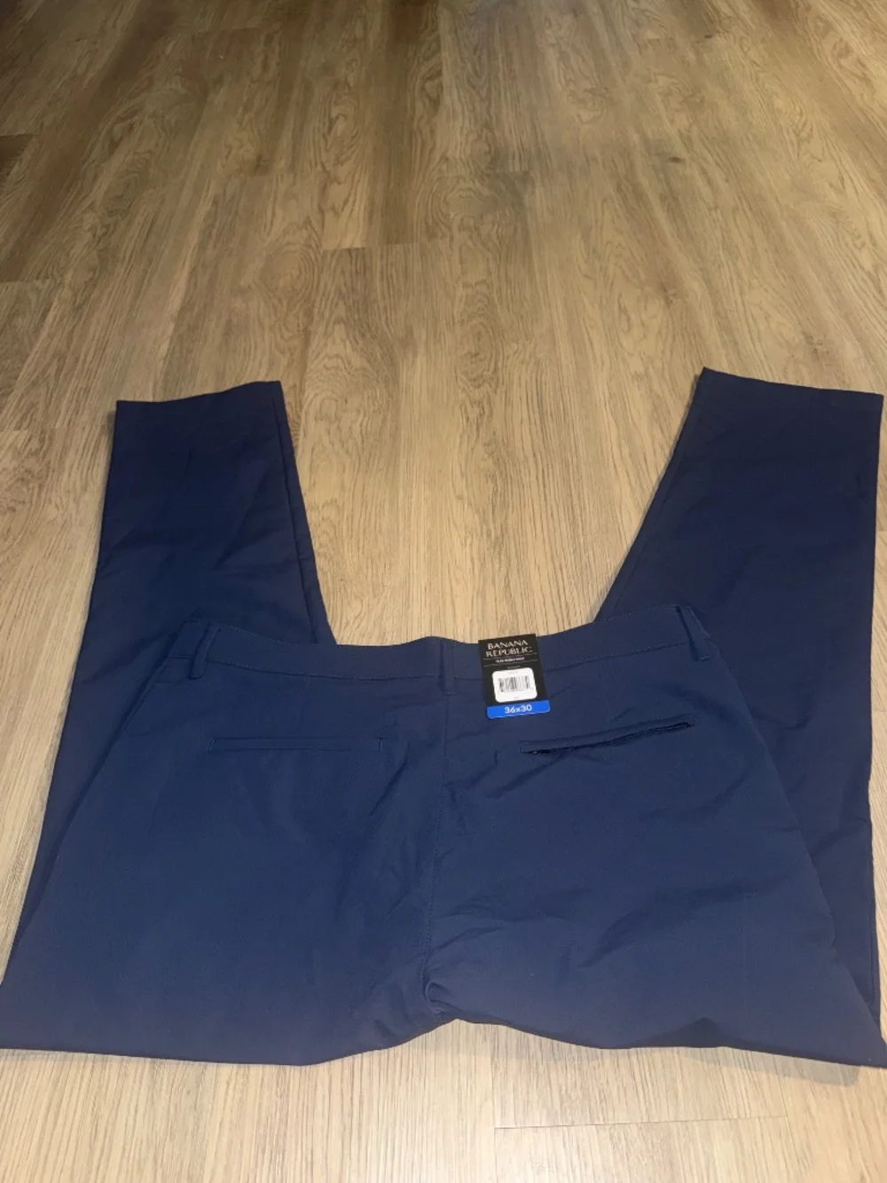 NWT Banana Republic Performance Flat Front Dress Pants Blue Stretch 36x30 Men's